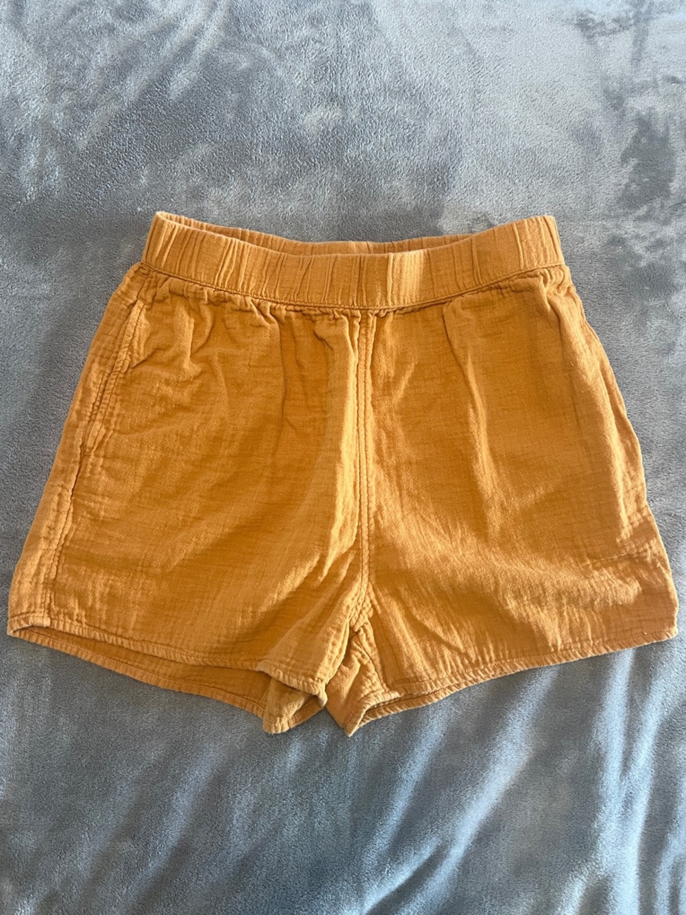 Woven Elastic-Waist Womens Shorts - Mustard